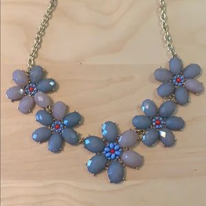 Necklace with blue flowers and gold chain
